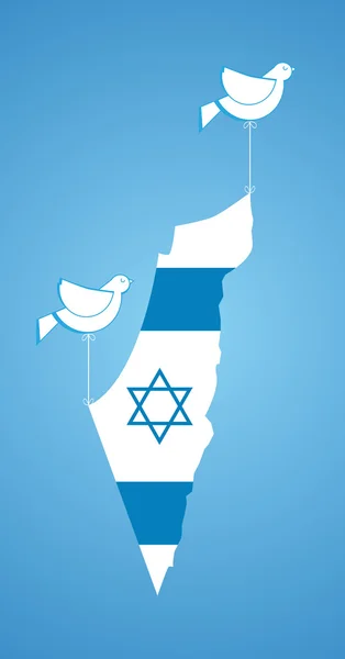 Merpati putih memegang peta Israel - Stok Vektor