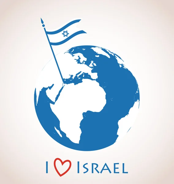 Ikona zeměkoule s Izrael vlajka — Stockový vektor