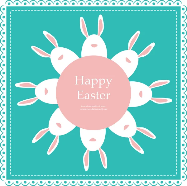Easter rabbits arranged as flower. Retro card — Stock Vector