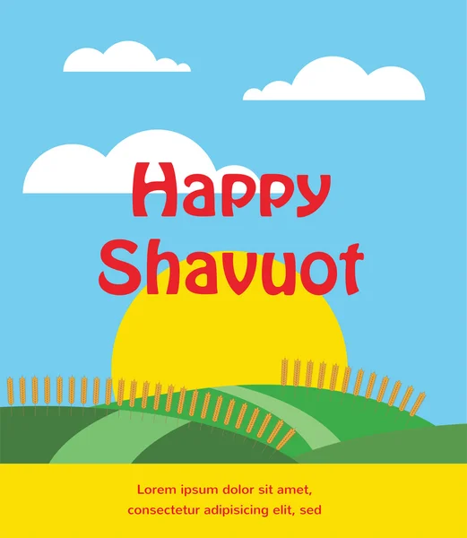 Καλοκαίρι ή την άνοιξη σκηνή με πεδίο σιτάρι. shavuot κάρτα — Διανυσματικό Αρχείο