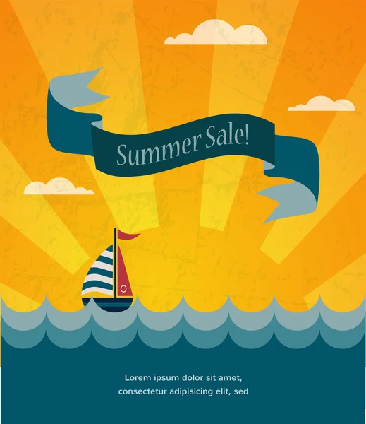 Плакат ретро-летней продажи, инфографическая иллюстрация — стоковый вектор