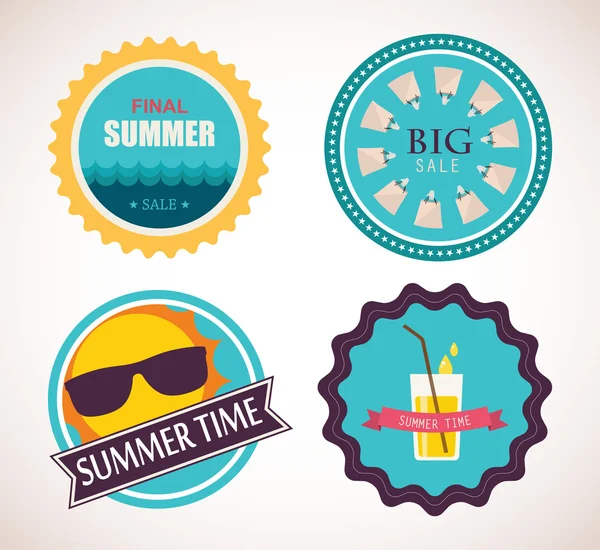 Set of four retro labels for summer sale — Stock Vector