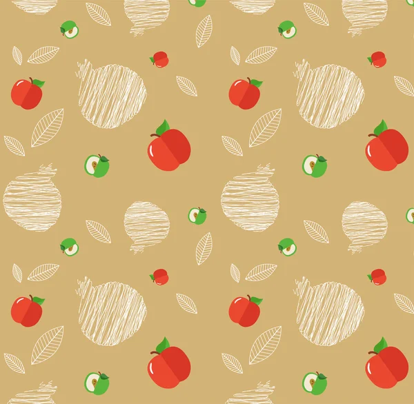 Illustration des Rosch-Haschana-Hintergrunds mit Granatäpfeln und Äpfeln — Stockvektor