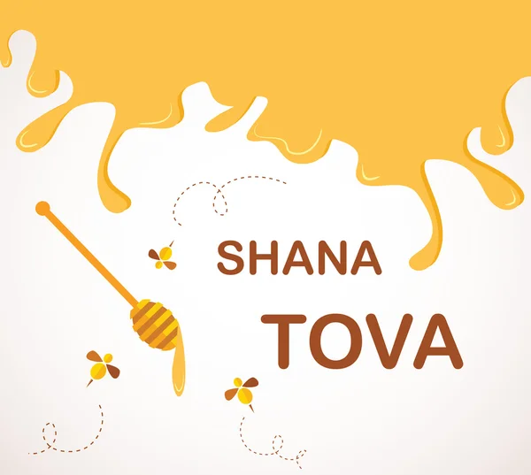  mutlu yeni yıl İbranice. Bal sızıntı ile Rosh hashana tebrik kartı.