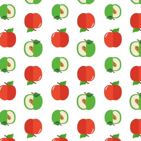 Seamless pattern with apples on the white background. — Stock Vector