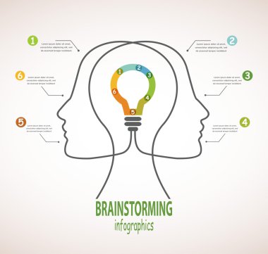 ampul ile insan kafaları profil. iş fikri Internet'eb rainstorming infographics