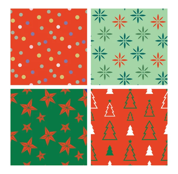 Christmas seamless pattern set. winter seasonal backgrounds. Elegant pattern with winter plants, festive decorations, party stars. Hand drawn vector illustration for wrapping paper, textile print. — Stock Vector