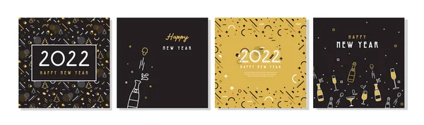 С Новым Годом, 2022. Коллекция фоновых рисунков поздравлений, Новый год, рекламный контент социальных сетей. Векторная иллюстрация — стоковый вектор