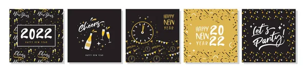 新年快乐2022年收集问候背景设计、新年、社交媒体宣传内容。矢量说明 — 图库矢量图片