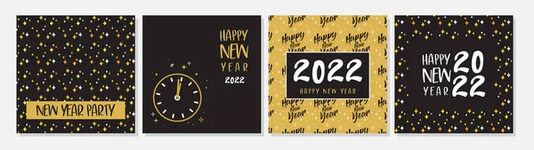 Mutlu yıllar. 2022. Geçmiş tasarımlarının toplanması, yeni yıl, sosyal medya promosyon içeriği. Vektör illüstrasyonu — Stok Vektör