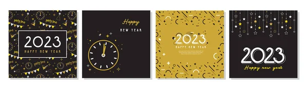 Mutlu Yıllar 2023 Geçmiş Tasarımlarının Toplanması Yeni Yıl Sosyal Medya — Stok Vektör