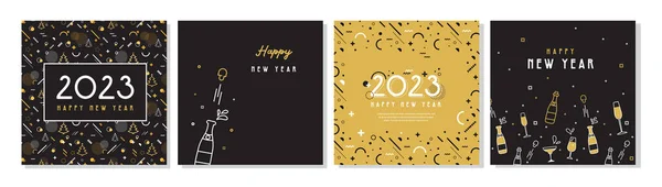 新年快乐 2023年 收集问候背景设计 社交媒体宣传内容 说明向量 — 图库矢量图片