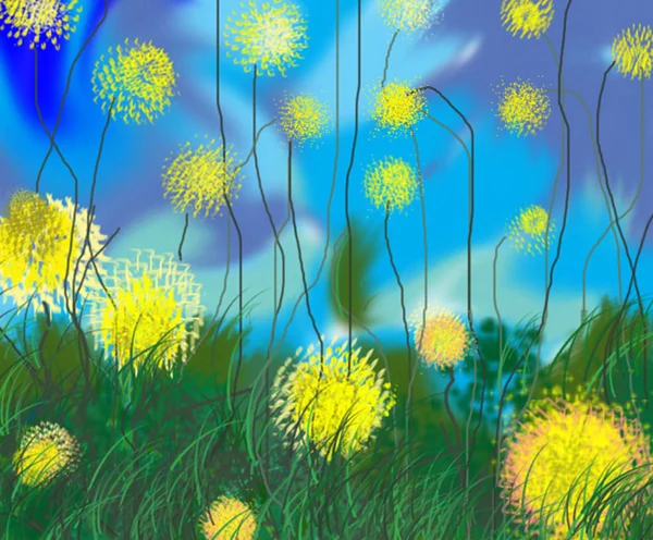 Dandelions in the grass — Stock Photo, Image