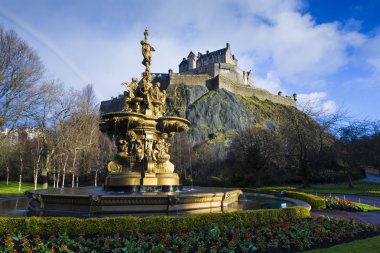 Ross Fountain and Edinburgh Castle clipart