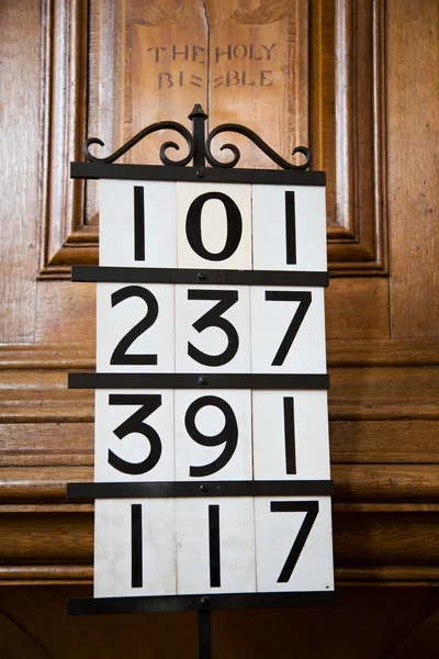Hymn Numbers in Church — Stock Photo, Image