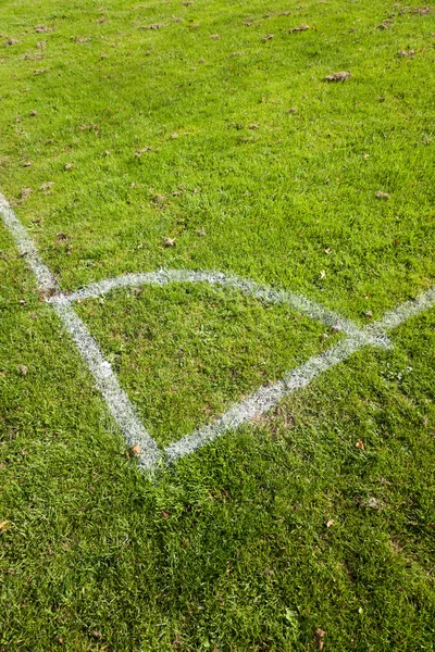 サッカーのピッチ角のマーキング — ストック写真