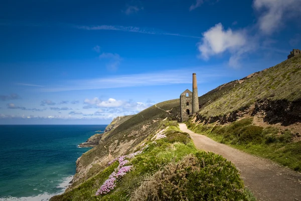 Mina de lata costeira, Cornwall, Reino Unido — Fotografia de Stock