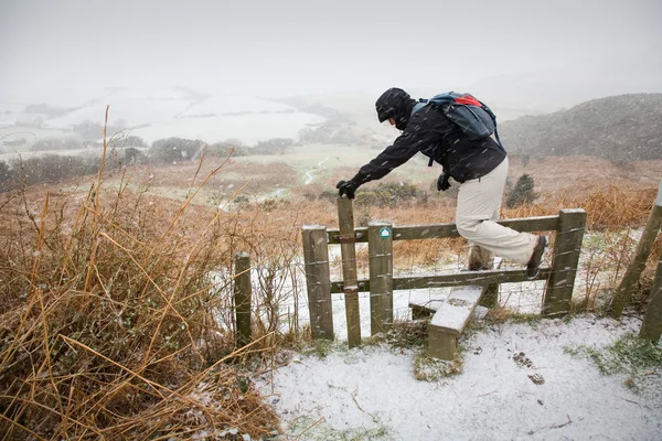 Caminando en la nieve — Foto de Stock