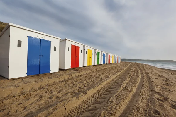 Woolacombe cabanas de praia de areias — Fotografia de Stock