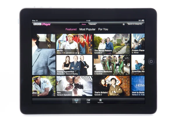 Приложение BBC iPlayer для iPad — стоковое фото