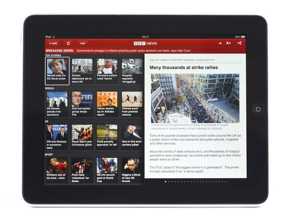 BBC News App for iPad — Stock Photo, Image