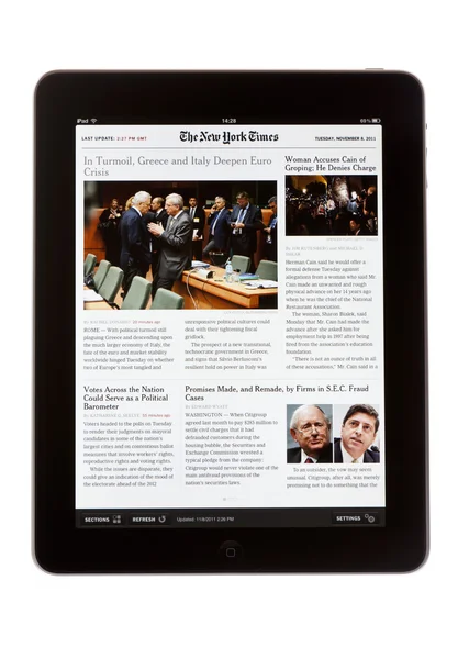 IPad editie van de krant new york times — Stockfoto
