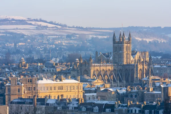 Bath abbey kar — Stok fotoğraf