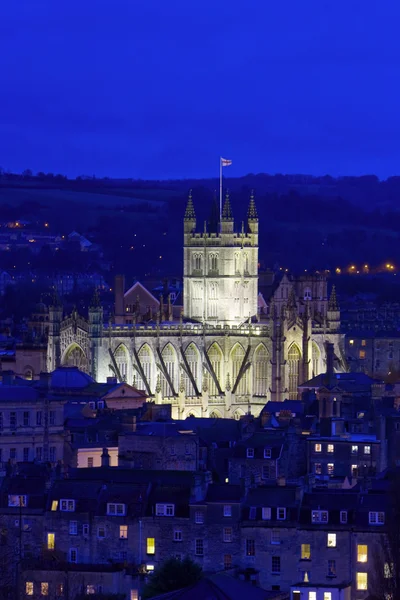 Abbazia di Bath di notte — Foto Stock