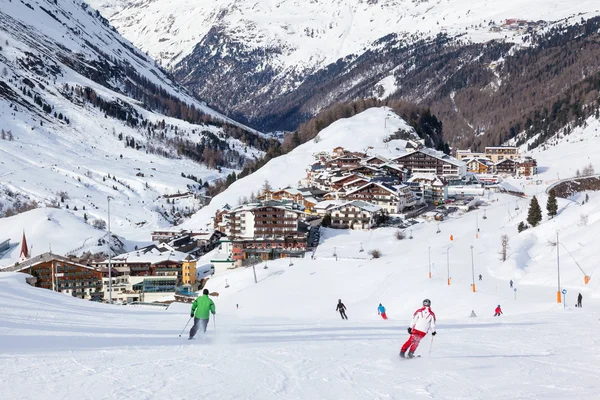 在奥地利 obergurgl 滑雪度假村 — 图库照片
