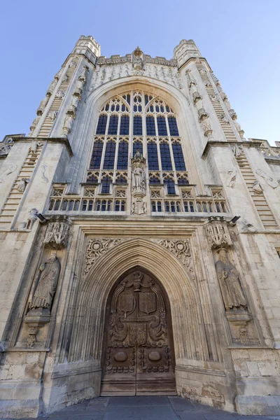 Exterior of west entrance to Bath Abbey, UK — Stock Photo, Image