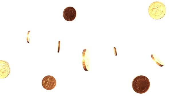 Pound coins falling — Stock Video