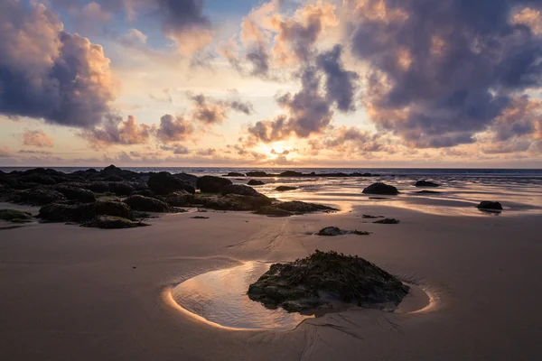 Gün batımında Cornish beach — Stok fotoğraf