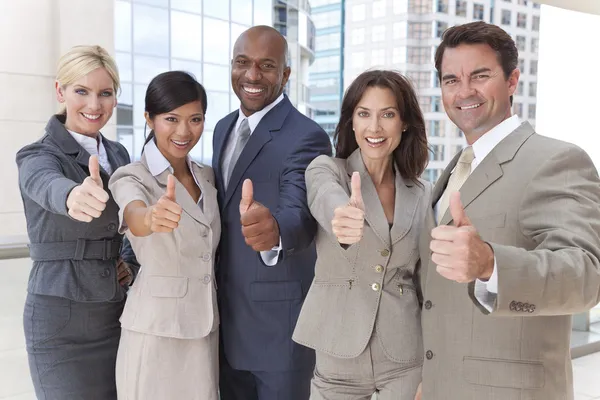 Sex tussen verschillendre rassen mannen & Women Business Team Thumbs Up — Stockfoto