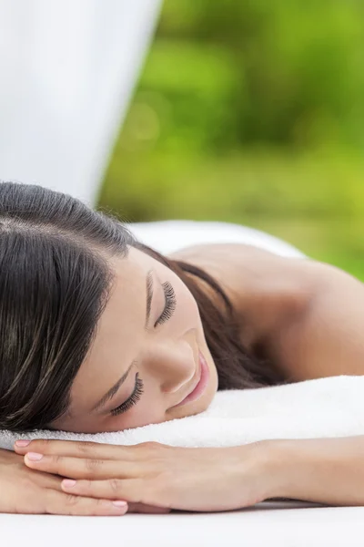 Happy Asian Chinese Woman Relaxing Health Spa — Stock Photo, Image