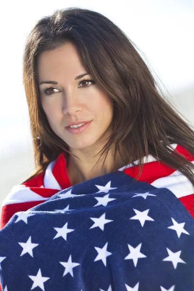 Sexy Girl In Stars & Stripes American Flag — Stock Photo, Image