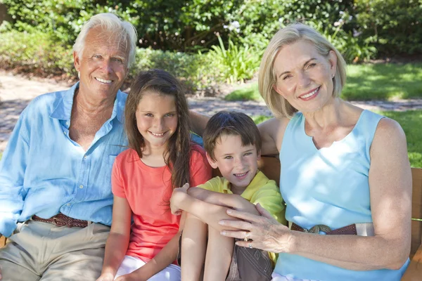 Szczęśliwa rodzina dziadków i dzieci poza — Zdjęcie stockowe