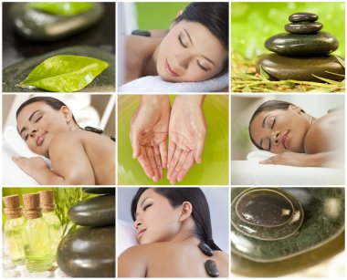 Montage of Beautiful Women Relaxing At Spa clipart