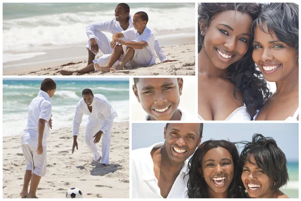 Montaje de la familia afroamericana fuera de la playa verano —  Fotos de Stock