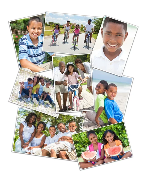 African American Parents Children Family Eating At Dining Table — Stock