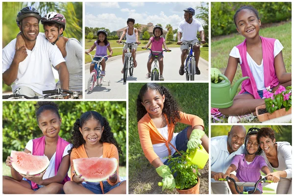 Montaggio del giovane stile di vita sano della famiglia afroamericana — Foto Stock