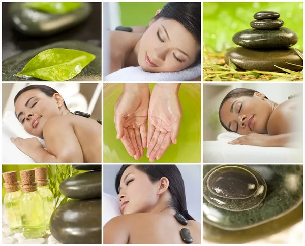 Montage of Beautiful Women Relaxing At Spa — Stock Photo, Image