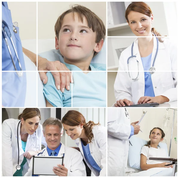 Montagem Médica Homens Mulheres & Pacientes de Hospital Infantil — Fotografia de Stock