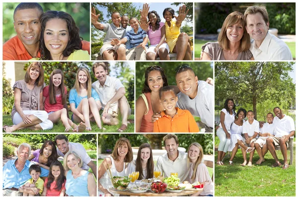 Multikulturelle Familienmontage außerhalb des Sommers — Stockfoto