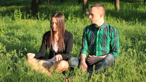 Счастливая пара в парке — стоковое видео