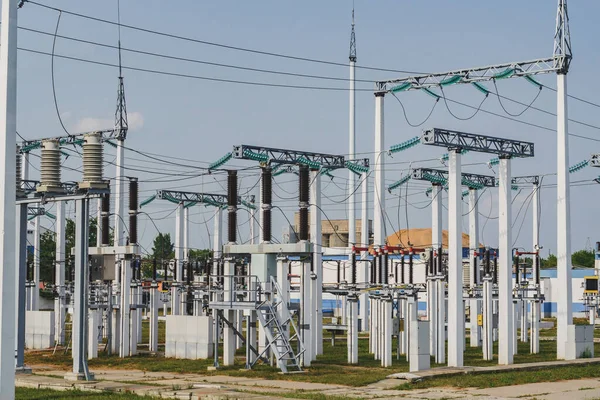 Stroomkabels Onderstation Voor Hoogspanningsleidingen — Stockfoto