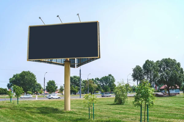 Blank Billboard Mockup White Screen Backdrop Nature Blue Sky Business Stock Image