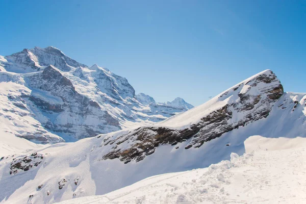 Sviçre Karla Kaplı Dağlar Jungfrau Bölgesinde Çekildi Grindelwald Sviçre — Stok fotoğraf