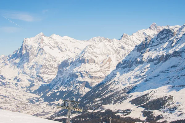 Ośnieżone Góry Szwajcarii Zrobione Regionie Jungfrau Grindelwald Szwajcaria — Zdjęcie stockowe