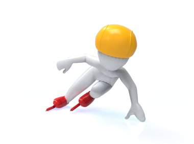 Kış Olimpik oyunlar. kısa-track. 3D adam beyaz bir arka plan üzerinde paten.