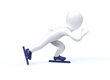 Kış Olimpik oyunlar. sürat pateni. 3D adam beyaz bir arka plan üzerinde paten.
